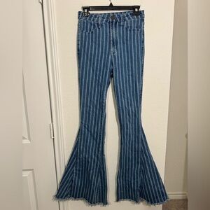 Show Me Your Mumu Blue Berkeley Bells Fountain Stripe Flare Jeans Womens 26